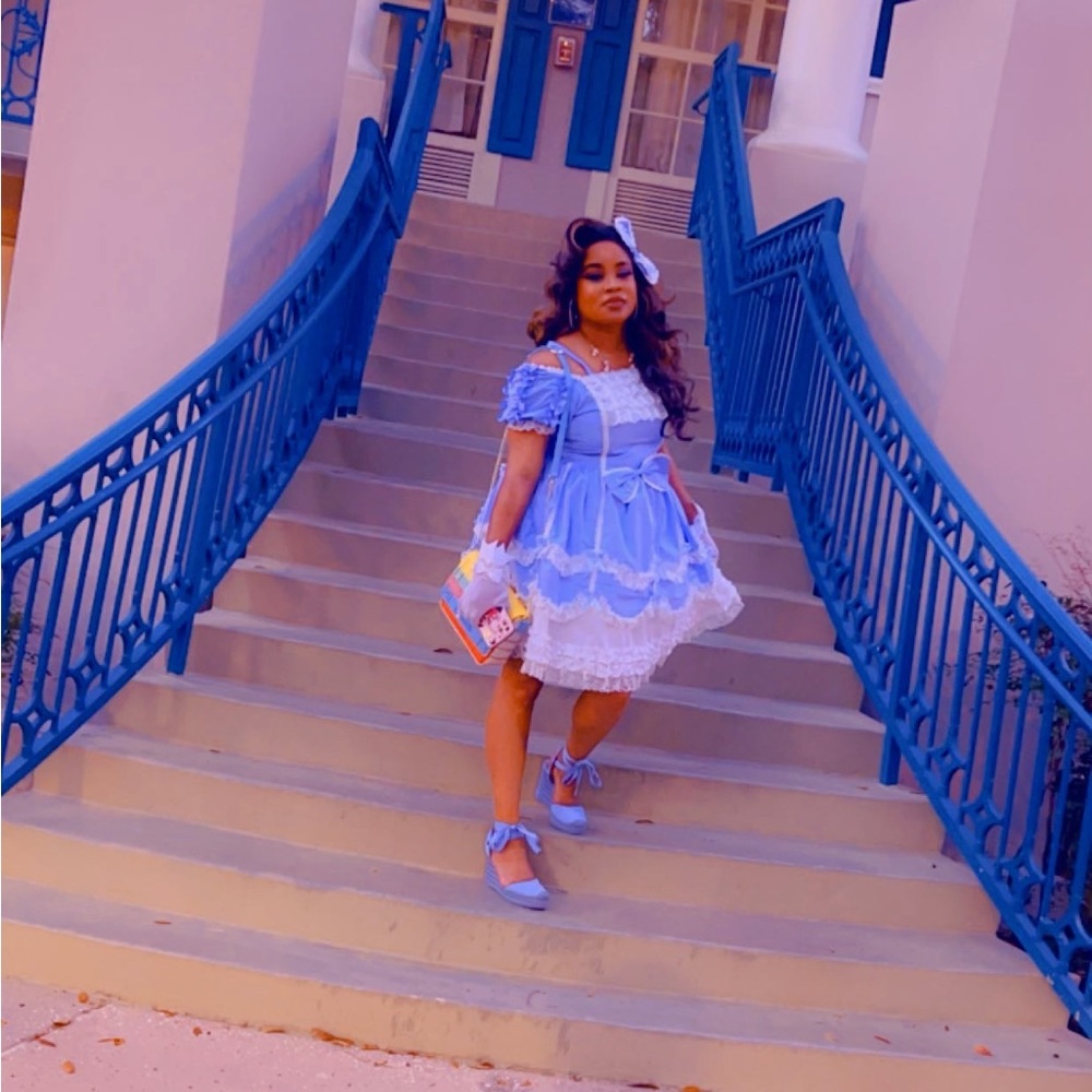 Only worn 1 time for 5 hours. A beautiful blue lolita southern belle dress!